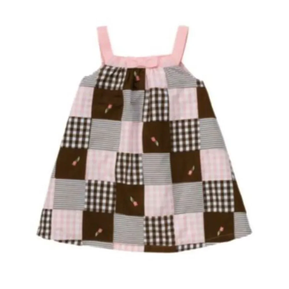 NEW girls dress Gymboree 12-18 M Celebrate Spring brown white pink plaid tulip